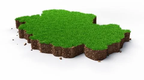 Germany Map Grass and ground texture 3d illustration 库存插图