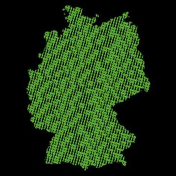 Germany map with green binary code illustration Stock Illustration