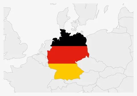Germany map highlighted in Germany flag colors Stock Illustration