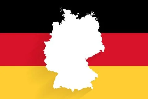 Germany map on horizontal flag background, vector Stock Illustration