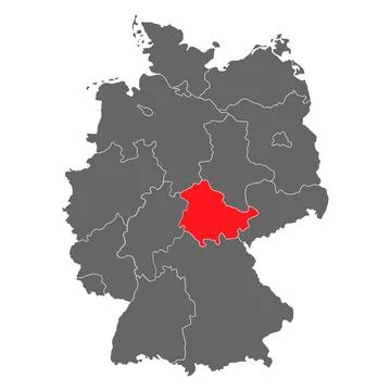 Germany map icon of Thuringia, geography blank concept, isolated graphic back Illustrazione stock