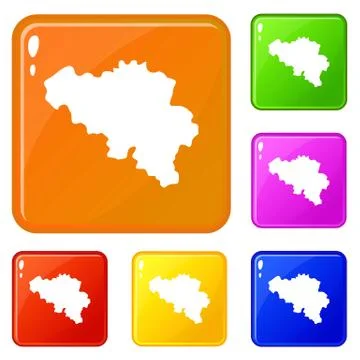Germany map icons set vector color Illustrazione stock