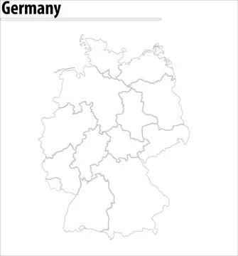 Germany map illustration vector detailed Germany map with states Stock Illustration