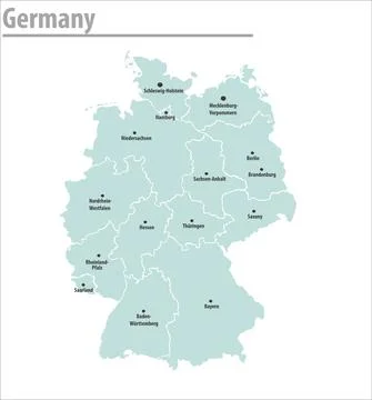 Germany map. illustration vector detailed Germany map with all state names Stock Illustration