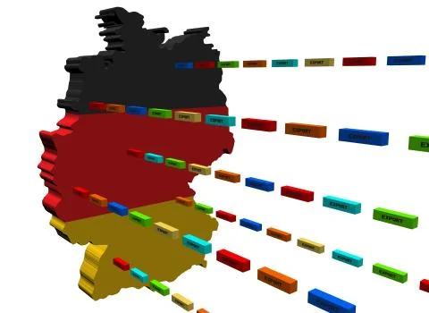 Germany map with lines of export containers illustration Illustrazione stock