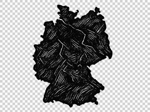 Germany map outline with black textured scribble drawing style. 스톡 일러스트