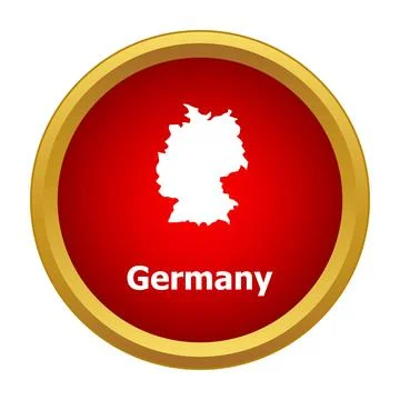 Germany map outline inside a red and gold circular button イラスト素材