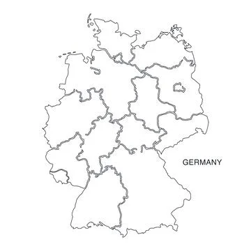 Germany Map Outline Line Art Black Background Stock Illustration