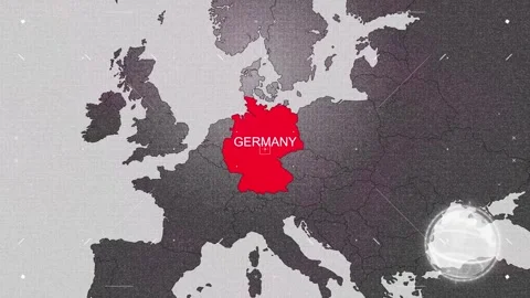 Germany Map Red and Gray with Effects Stock Footage 343565777