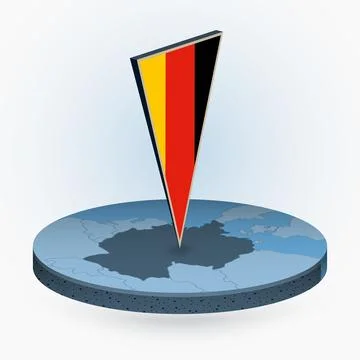 Germany map in round isometric style with triangular 3D flag of Germany Stock Illustration