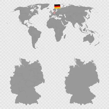 Germany Map Set with World Location. Stock Illustration