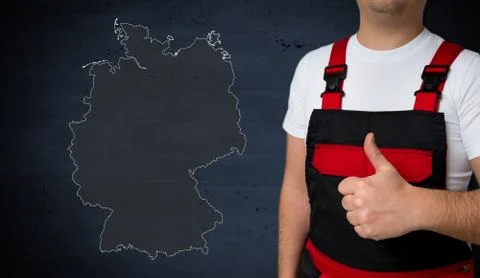 Germany map is shown by craftsman concept Stock Photos