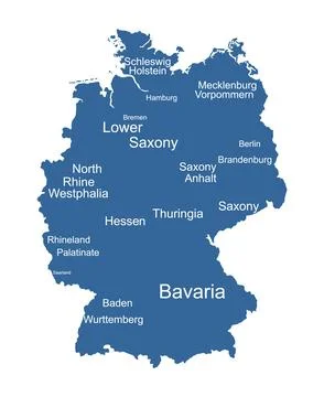 Germany map vector silhouette illustration isolated. Illustrazione stock