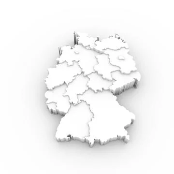 Germany map white 3D with states stepwise and clipping path Illustrazione stock
