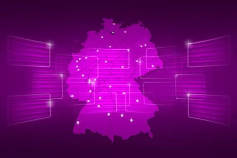Germany map world map news communication purple Stock Illustration
