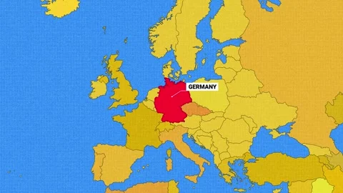 Germany Map Yellow and Blue Color New Style Stock Footage 343565846