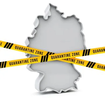 Germany map with yellow quarantine warning security tape. 3D Render 스톡 일러스트