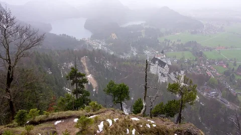 Germany - May 2017: Panoramic view of the Neuschwanstein castle area Stock Footage 75229137