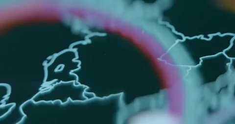 Germany in the middle of cyber war, digital world map Stock Footage 310804068