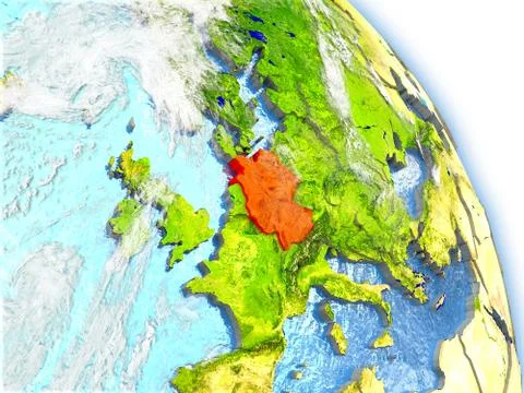 Germany on model of Earth Stock Illustration
