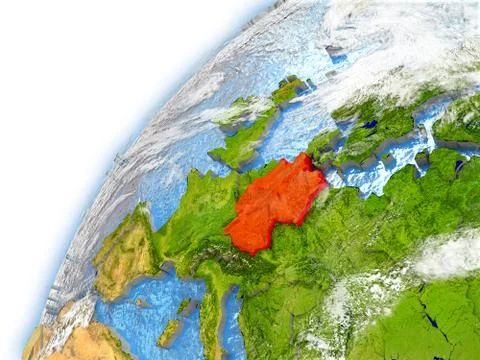 Germany on model of planet Earth Stock Illustration
