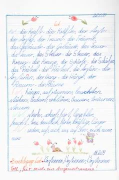 Germany, Munich, Child's drawing in exercise book Stock Photos