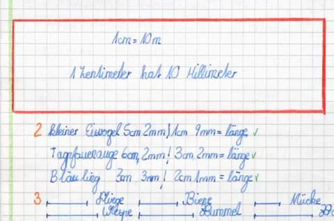 Germany, Munich, exercise book with calculations, close up Stock Photos