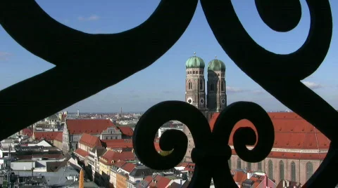 Germany Munich New town hall Frauenkirche Rathaus Stock Footage