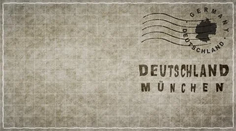 Germany Munich Vintage Mail Envelope Stock Illustration