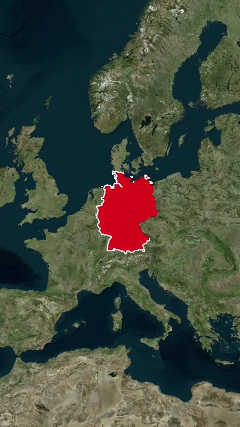 Germany National Border Vertical Map Topography Animation 4K Stock Footage 329917880
