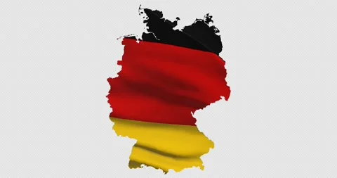Germany national flag on map outline, waving animation. Country shape Video stock 200053181