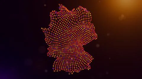 Germany Network Map Visualization With Connected Digital Mesh Stock Illustration