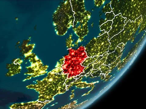 Germany on night Earth Illustrazione stock