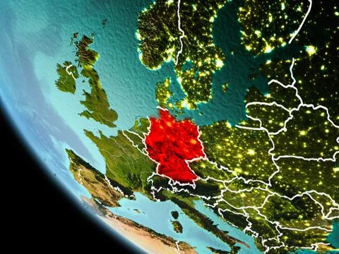 Germany at night on Earth Illustrazione stock