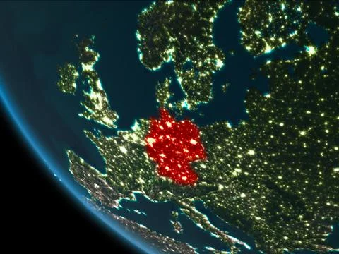 Germany at night from orbit Illustrazione stock