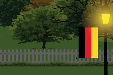 Germany Night Trees Lamp Vector Illustration Stock Illustration