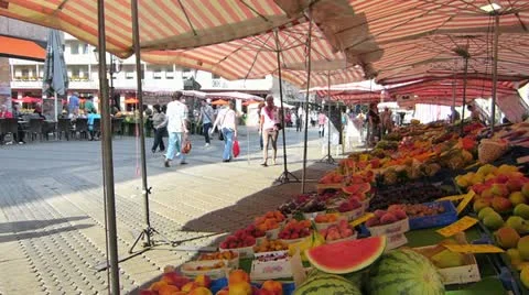 Germany Nuremberg open market Stock Footage