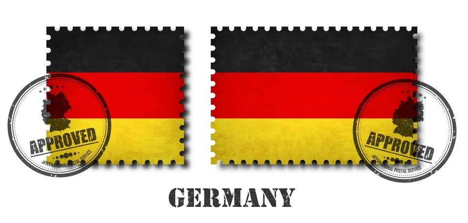 Germany or german flag pattern postage stamp with grunge old scratch texture  イラスト素材