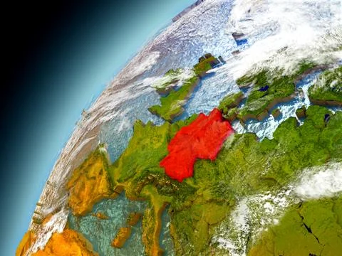 Germany from orbit of model Earth Illustrazione stock