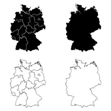 Germany Outline and Solid Fill Map Set. 스톡 일러스트
