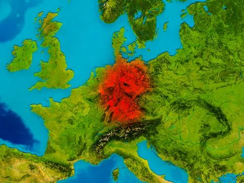 Germany on physical map Illustrazione stock