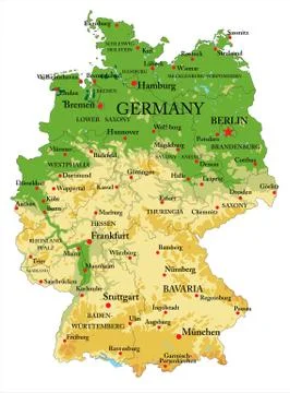 Germany physical map Stock Illustration