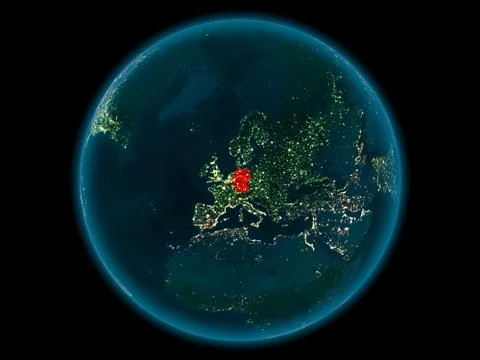 Germany on planet Earth in space at night Stock Illustration