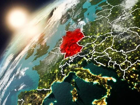 Germany on planet Earth in sunset Illustrazione stock