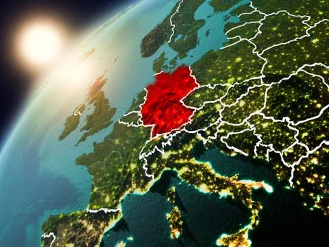 Germany on planet Earth in sunset Illustrazione stock