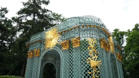 GERMANY POTSDAM Left side facade of summer palace Sanssouci with trees Stock Footage 127154253