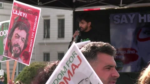 Germany: Protesters Gather in Berlin to Commemorate Mahsa Amini's Death Stock Footage 284570075