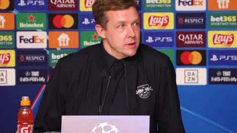Germany: RB Leipzig 0-1 Liverpool: Marco Rose press conference Video stock 289208825