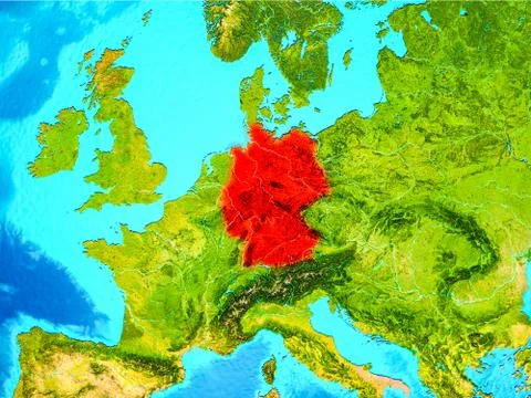 Germany in red on Earth Illustrazione stock