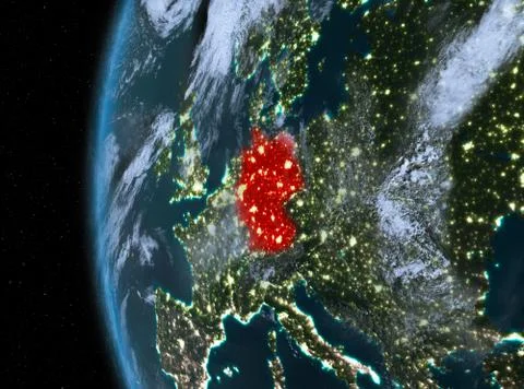 Germany in red at night Illustrazione stock